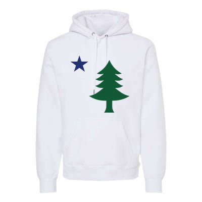 1901 Old First Flag Of Maine Pine Tree And Star Premium Hoodie