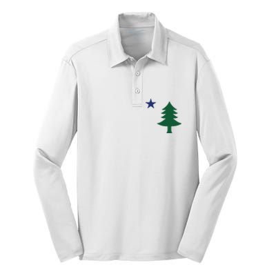 1901 Old First Flag Of Maine Pine Tree And Star Silk Touch Performance Long Sleeve Polo