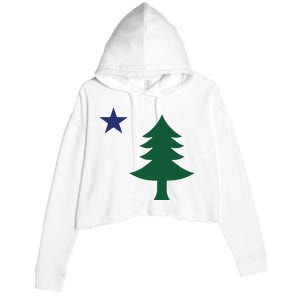 1901 Old First Flag Of Maine Pine Tree And Star Crop Fleece Hoodie