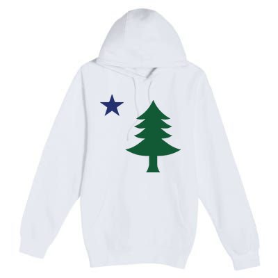 1901 Old First Flag Of Maine Pine Tree And Star Premium Pullover Hoodie