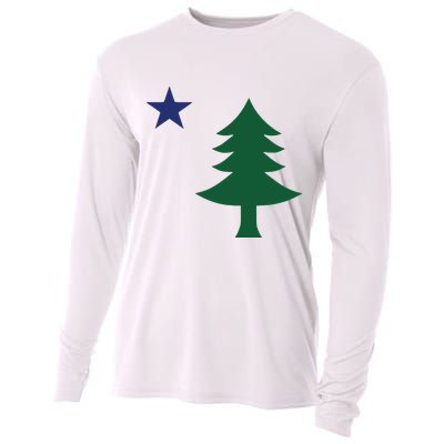 1901 Old First Flag Of Maine Pine Tree And Star Cooling Performance Long Sleeve Crew