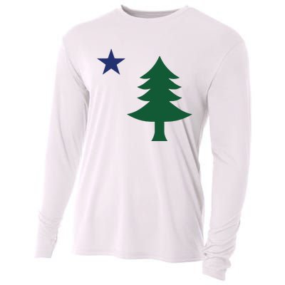 1901 Old First Flag Of Maine Pine Tree And Star Cooling Performance Long Sleeve Crew