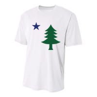 1901 Old First Flag Of Maine Pine Tree And Star Youth Performance Sprint T-Shirt