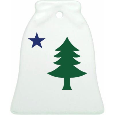 1901 Old First Flag Of Maine Pine Tree And Star Ceramic Bell Ornament