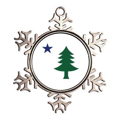 1901 Old First Flag Of Maine Pine Tree And Star Metallic Star Ornament