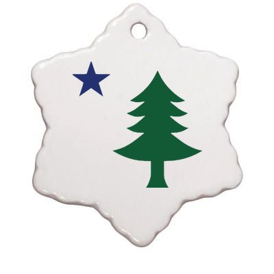 1901 Old First Flag Of Maine Pine Tree And Star Ceramic Star Ornament