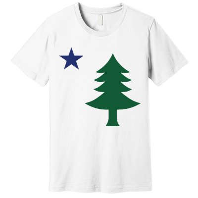 1901 Old First Flag Of Maine Pine Tree And Star Premium T-Shirt