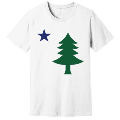 1901 Old First Flag Of Maine Pine Tree And Star Premium T-Shirt