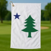1901 Old First Flag Of Maine Pine Tree And Star Golf Towel