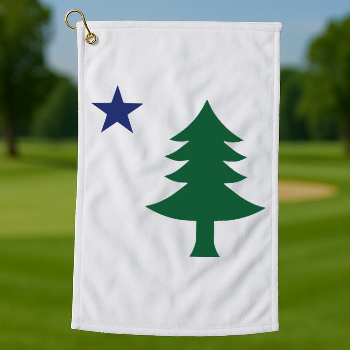 1901 Old First Flag Of Maine Pine Tree And Star Golf Towel