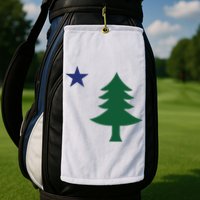 1901 Old First Flag Of Maine Pine Tree And Star Golf Towel