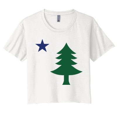 1901 Old First Flag Of Maine Pine Tree And Star Crop Top