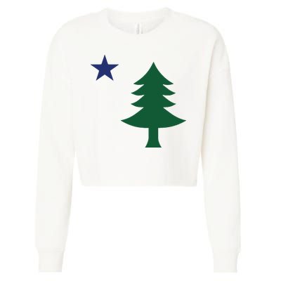 1901 Old First Flag Of Maine Pine Tree And Star Cropped Pullover Crew