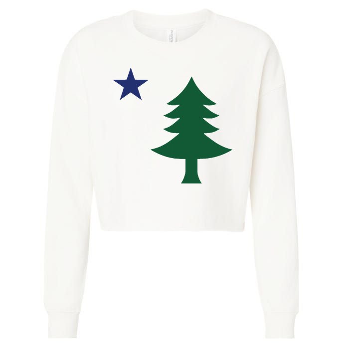1901 Old First Flag Of Maine Pine Tree And Star Cropped Pullover Crew