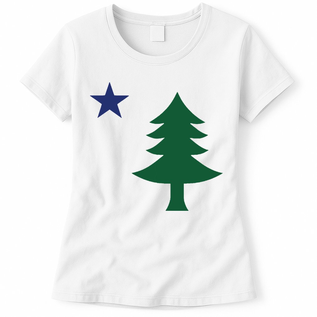 1901 Old First Flag Of Maine Pine Tree And Star Womens T-Shirt