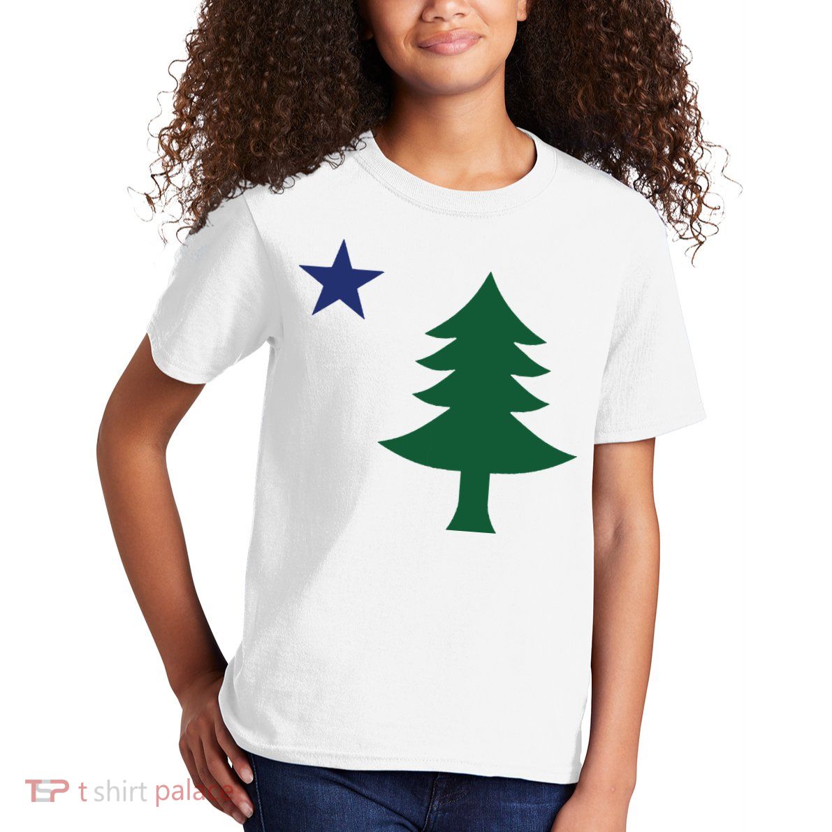 1901 Old First Flag Of Maine Pine Tree And Star Kids T-Shirt