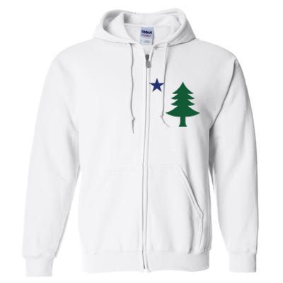 1901 Old First Flag Of Maine Pine Tree And Star Full Zip Hoodie