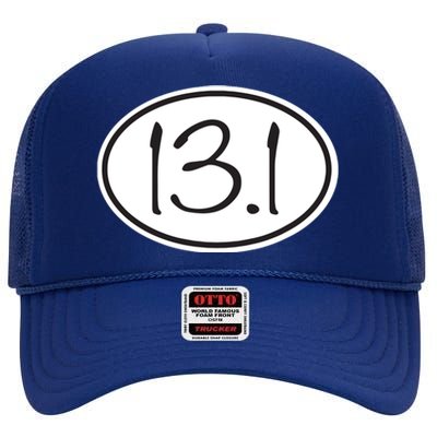 131 Oval Half Marathon Decal Running T High Crown Mesh Back Trucker Hat