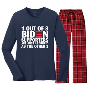 1 Out Of 3 Biden Supporters Are Just As Stupid Women's Long Sleeve Flannel Pajama Set 