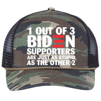 1 Out Of 3 Biden Supporters Are Just As Stupid Retro Rope Trucker Hat Cap