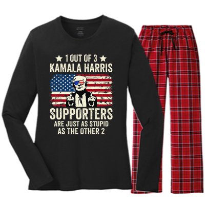 1 Out Of 3 Kamala Harris Supporters Are Just As Stupid Gift Women's Long Sleeve Flannel Pajama Set 