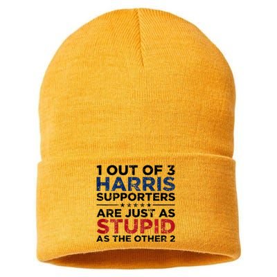 1 Out Of 3 Harris Supporters Stupid Funny Saying Sustainable Knit Beanie