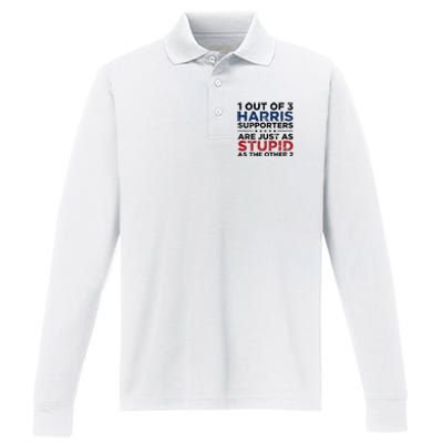 1 Out Of 3 Harris Supporters Stupid Funny Saying Performance Long Sleeve Polo