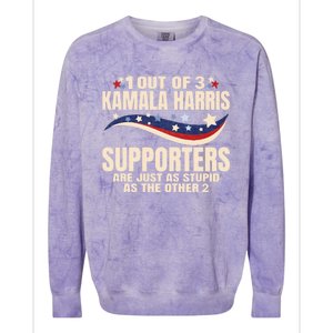 1 Out Of 3 Harris Supporters Stupid Funny Saying Colorblast Crewneck Sweatshirt