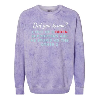 1 Out Of 3 Biden Supporters Colorblast Crewneck Sweatshirt