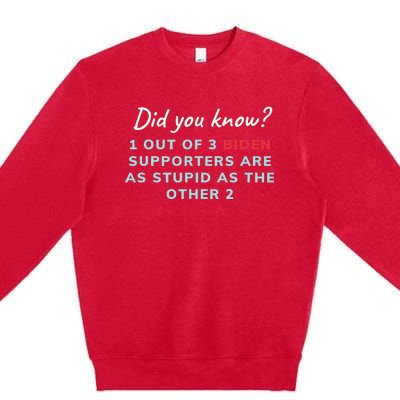 1 Out Of 3 Biden Supporters Premium Crewneck Sweatshirt