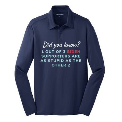 1 Out Of 3 Biden Supporters Silk Touch Performance Long Sleeve Polo