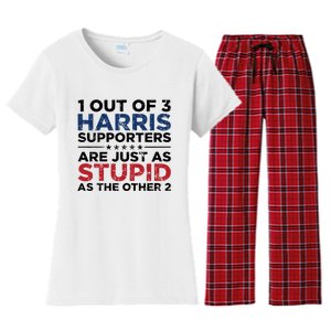 1 Out Of 3 Harris Supporters Stupid Funny Saying Women's Flannel Pajama Set