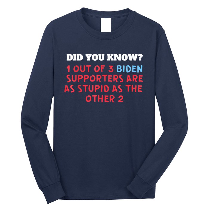 1 Out Of 3 Biden Supporters Are As Stupid As The Other 2 Tee Long Sleeve Shirt