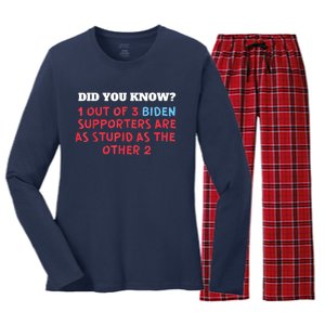 1 Out Of 3 Biden Supporters Are As Stupid As The Other 2 Tee Women's Long Sleeve Flannel Pajama Set 