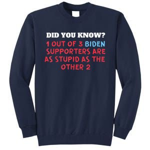 1 Out Of 3 Biden Supporters Are As Stupid As The Other 2 Tee Tall Sweatshirt