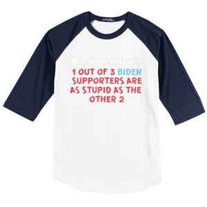 1 Out Of 3 Biden Supporters Are As Stupid As The Other 2 Tee Baseball Sleeve Shirt