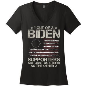 1 Out Of 3 Biden Supporters Are As Stupid As The Other 2 Women's V-Neck T-Shirt