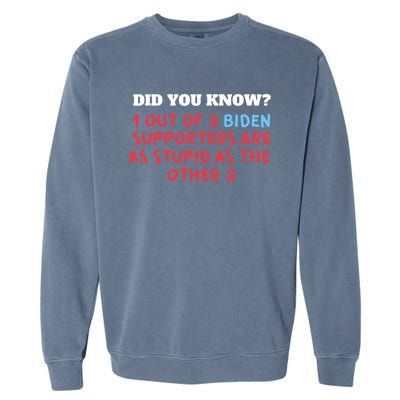 1 Out Of 3 Biden Supporters Are As Stupid As The Other 2 Garment-Dyed Sweatshirt