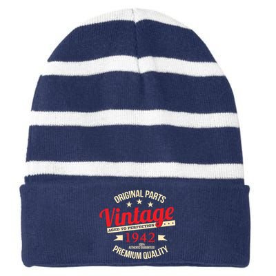 1942 Original Parts Vintage80th Birthday Striped Beanie with Solid Band