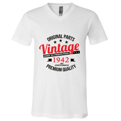 1942 Original Parts Vintage80th Birthday V-Neck T-Shirt