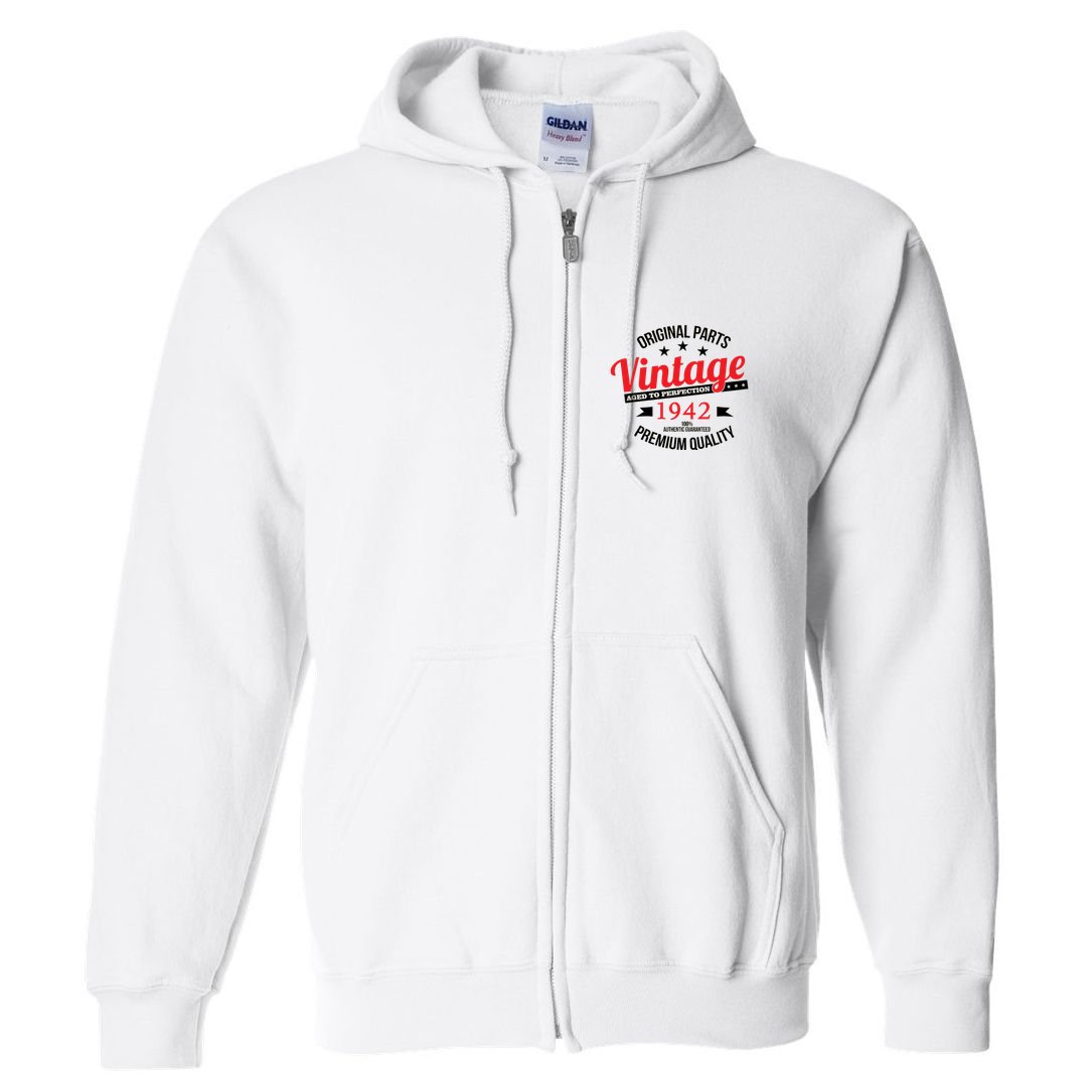 1942 Original Parts Vintage80th Birthday Full Zip Hoodie