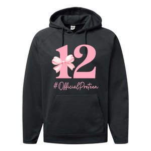 12 Preteen 12th Birthday Girl Coquette 12 Year Old Performance Fleece Hoodie