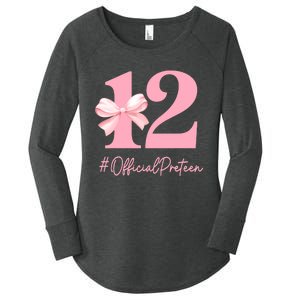 12 Preteen 12th Birthday Girl Coquette 12 Year Old Women's Perfect Tri Tunic Long Sleeve Shirt