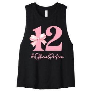 12 Preteen 12th Birthday Girl Coquette 12 Year Old Women's Racerback Cropped Tank