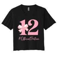 12 Preteen 12th Birthday Girl Coquette 12 Year Old Women's Crop Top Tee