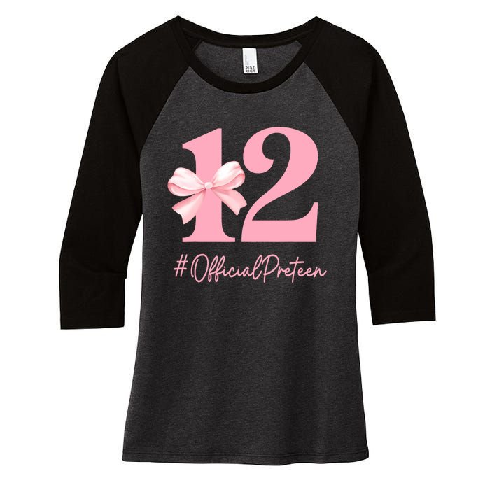 12 Preteen 12th Birthday Girl Coquette 12 Year Old Women's Tri-Blend 3/4-Sleeve Raglan Shirt