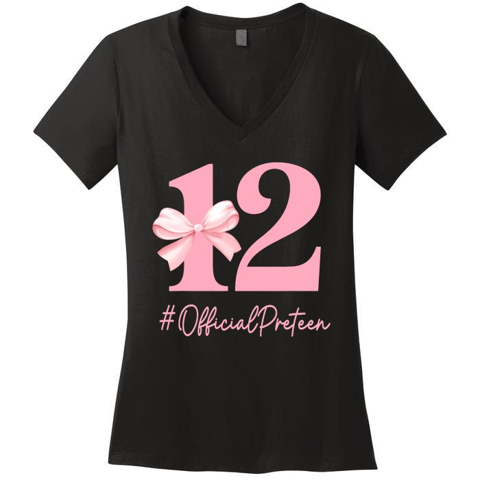 12 Preteen 12th Birthday Girl Coquette 12 Year Old Women's V-Neck T-Shirt