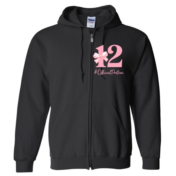 12 Preteen 12th Birthday Girl Coquette 12 Year Old Full Zip Hoodie