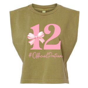 12 Preteen 12th Birthday Girl Coquette 12 Year Old Garment-Dyed Women's Muscle Tee