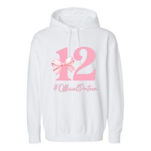 12 Preteen 12th Birthday Girl Coquette 12 Year Old Garment-Dyed Fleece Hoodie